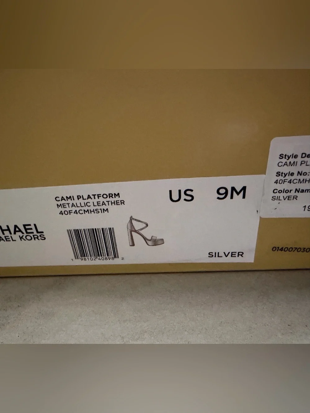 $145 Michael Kors Cami High Heel Platform Sandals Shoes silver size 9